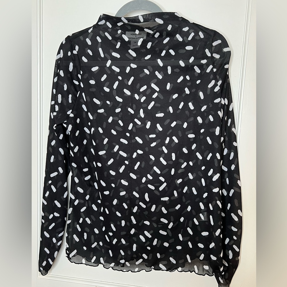 Nordstrom x Christina Martinez Sheer Mesh Long Sleeve Blouse, XL